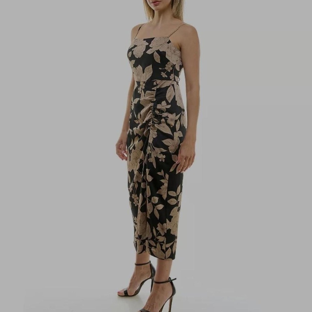 Floral Midi Dress with Spaghetti Straps